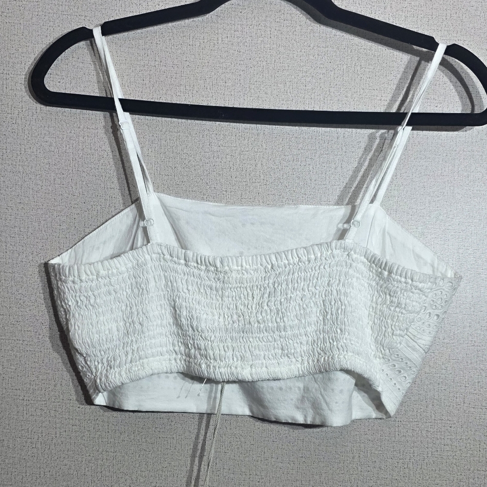 Joie White Eyelet Crop Top 100% Linen - Picture 2 of 3